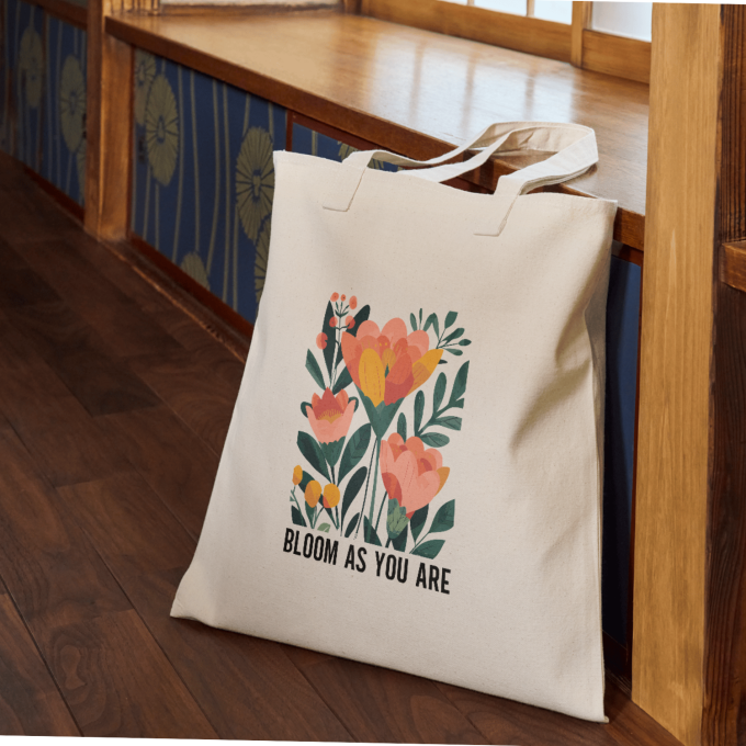 Bloom As You Are Boho Flower Tote Bag Style D - Image 6