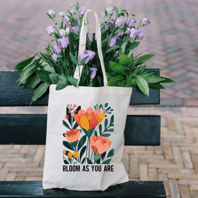 Bloom As You Are Boho Flower Tote Bag Style D