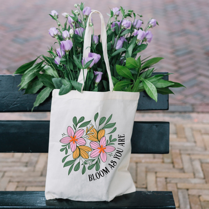 Bloom As You Are Boho Flower Tote Bag Style A