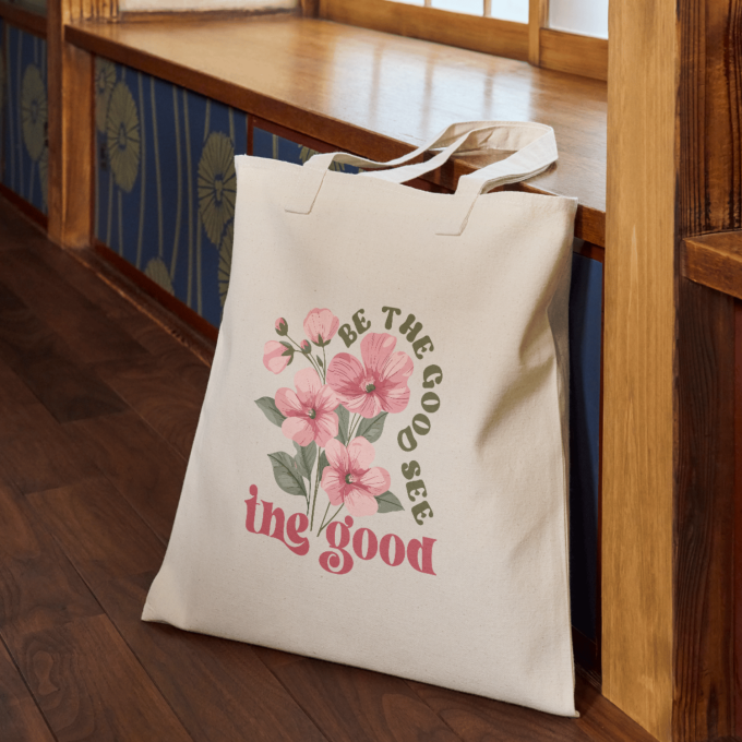 Be the Good See the Good Boho Flower Tote Bag - Image 5