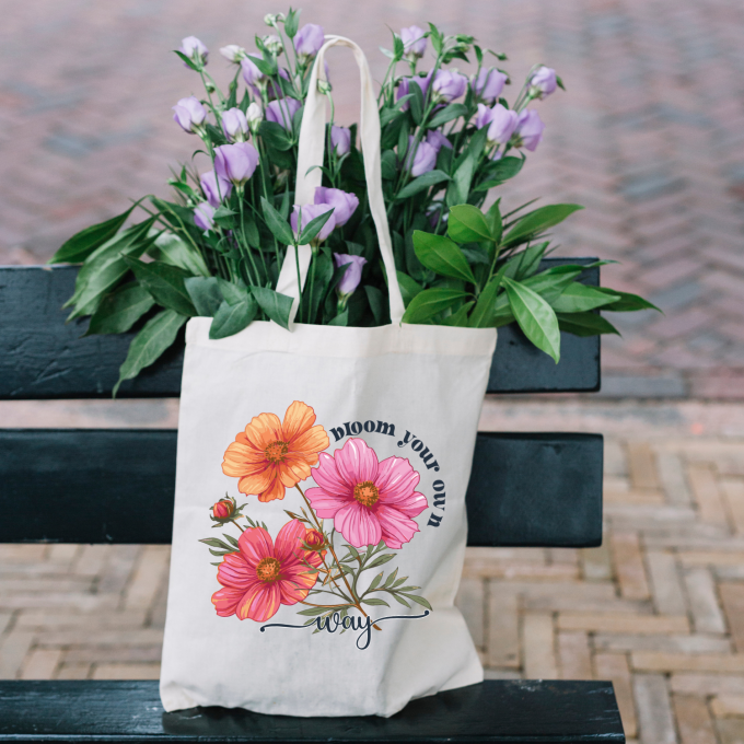 Bloom Your Own Way Boho Flower Tote Bag Style A