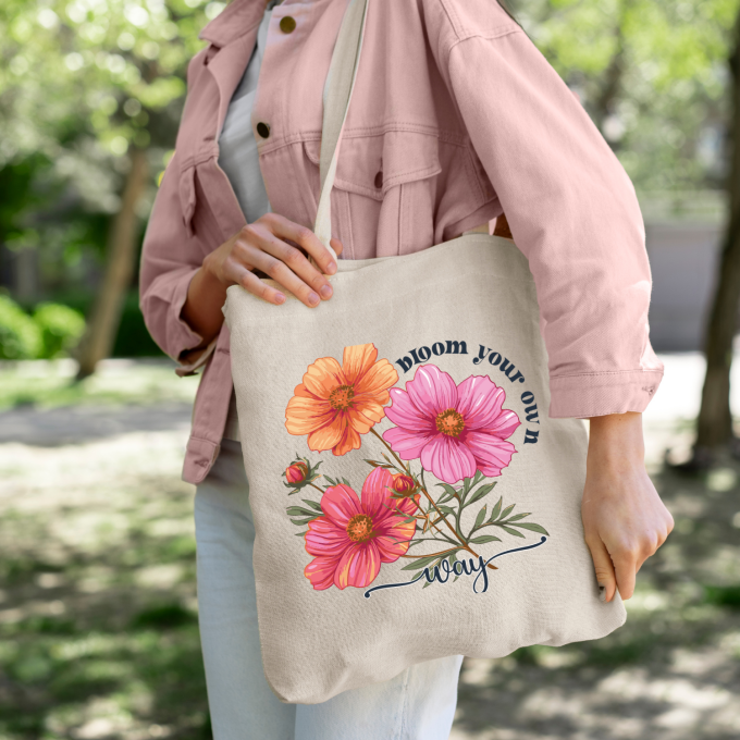 Bloom Your Own Way Boho Flower Tote Bag Style A - Image 6
