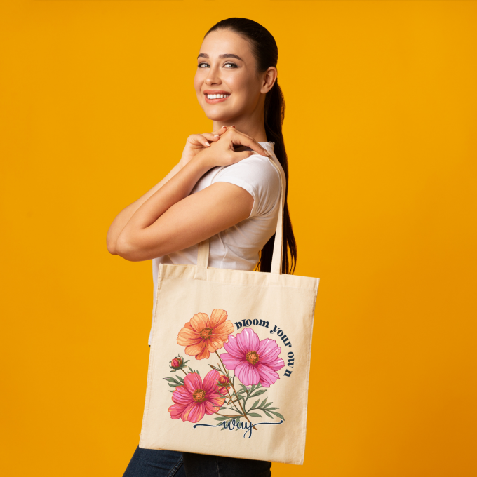 Bloom Your Own Way Boho Flower Tote Bag Style A - Image 4