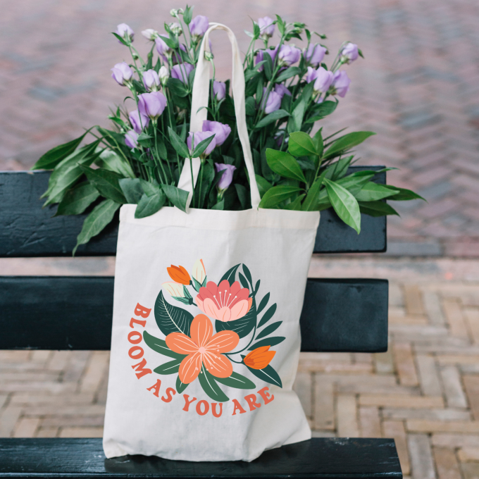 Bloom As You Are Boho Flower Tote Bag Style E