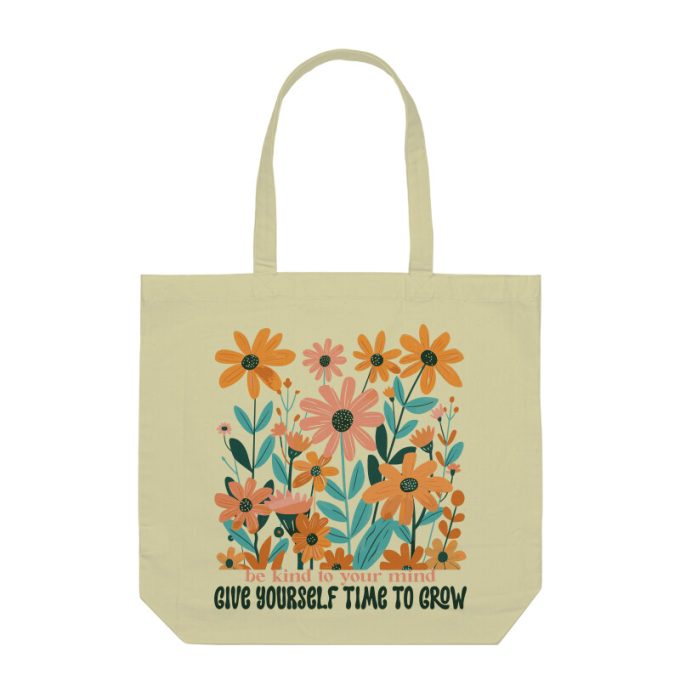 Be Kind to Your Mind Boho Flower Tote Bag - Image 5