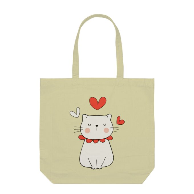 Serene Cat with Hearts Tote Bag